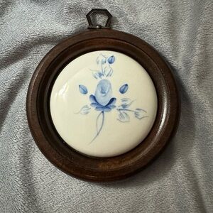 Vintage Lasting Products Hand-Painted Blue Rose Wall Plaque